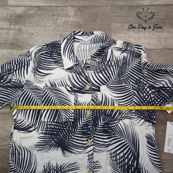 Liz Claiborne Button Front Long Sleeve Linen Top Size M - Picture 3 of 5